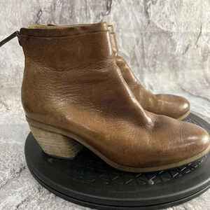 Marsell Leather Chelsea Zip Back Boots Stacked Heel Western Bootie Size 35.5